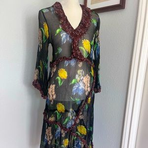 Ganni mesh, floral bohemian dress
